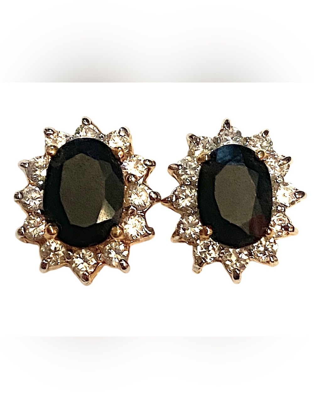 Vintage Black Onyx Cz Earrings Gold
